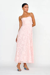 Well Wishing Textured Laced Back Midi Dress Pink