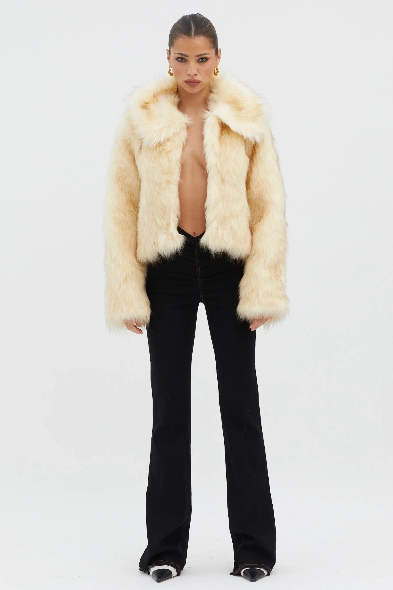 Nordic Faux Fur Collared Jacket Cream