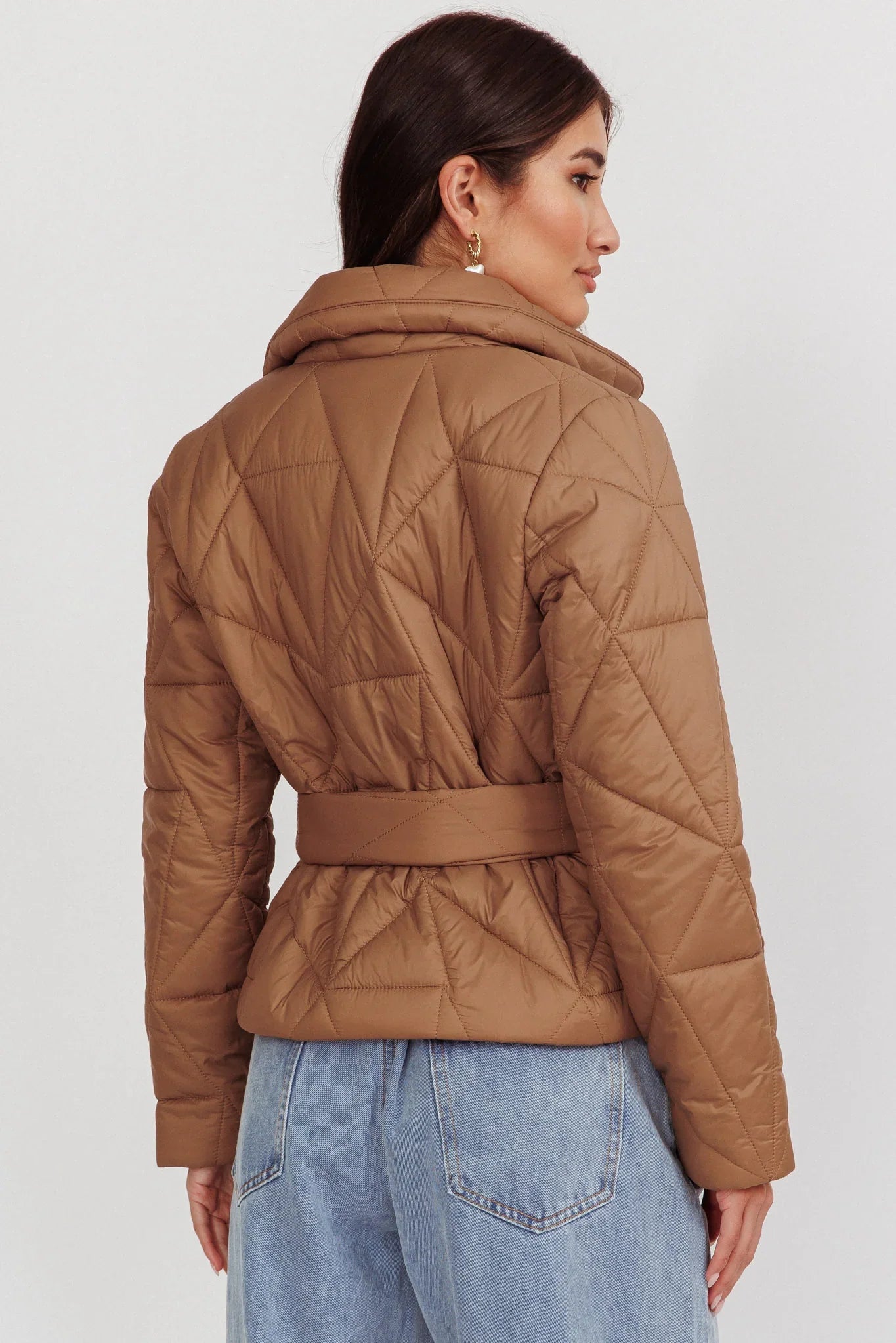 Kiersten Waist Tie Puffer Jacket Mocha