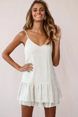 Arabelle Cami Strap Raw Hem Dress Natural