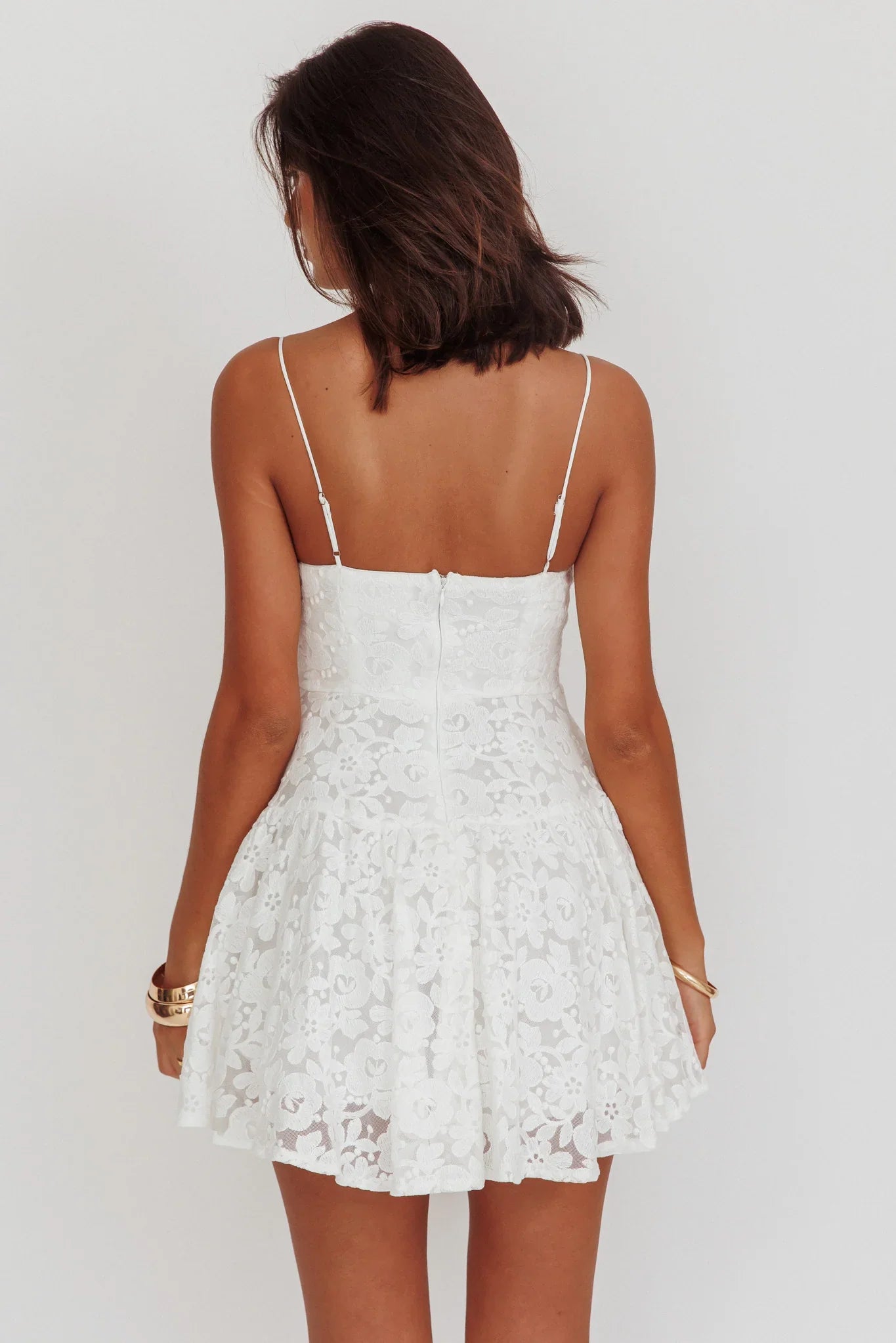 Lake Como Lace Mini Dress White