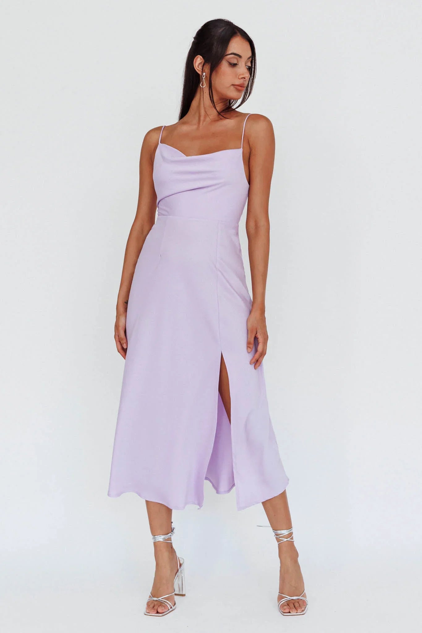 Suki Front Split Midi Dress Lilac