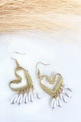 Head Over Heels Pearl Accent Earrings Gold