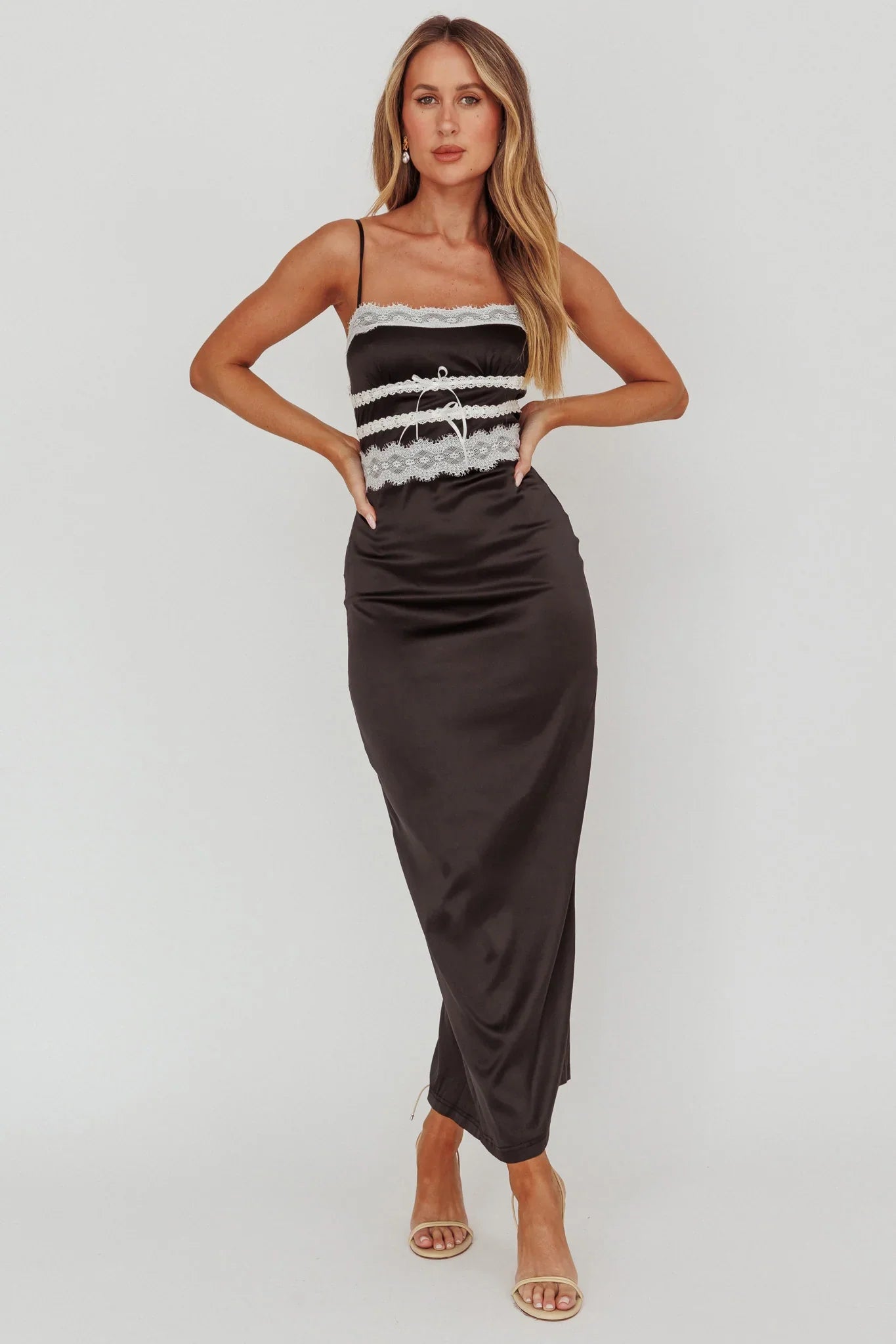 Kellan Lace Trim Maxi Dress Black