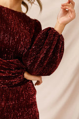 Tinsel Long Sleeve Sequin Mini Dress Plum
