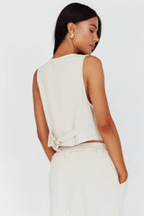 Jaina Button Front Vest Top Seashell
