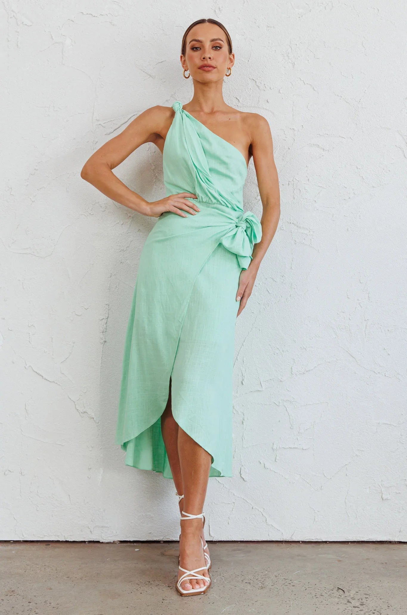 Island Time One-Shoulder Midi Dress Mint