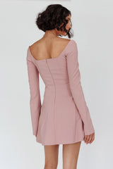 Kieran Long Sleeve A-Line Mini Dress Blush