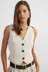 SNDYS Allegra Linen Vest Natural