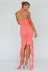 Get Obsessed Ruffle Trim Mini Dress Guava