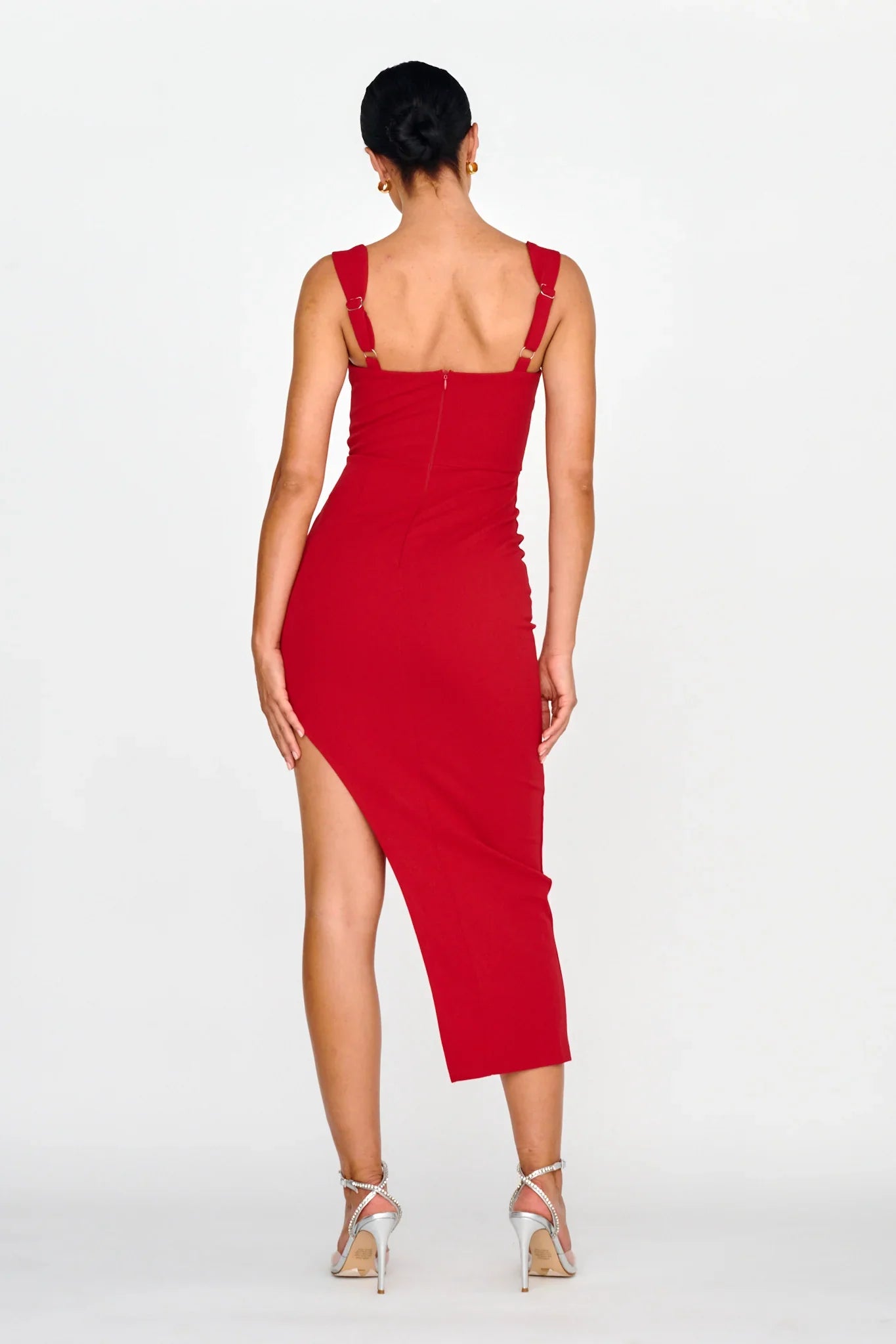 Hearts Flutter Sweetheart Neckline Dress Red