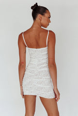 Olika Ruched Lace Mini Dress White