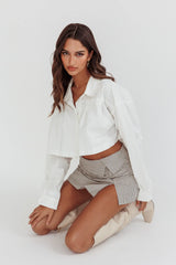 Rori Drop Shoulder Crop Top Off White