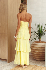 Top It Off Strapless Frill Trim Maxi Dress Butter