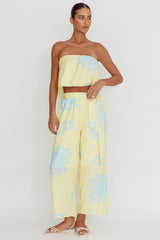 Nectar Sun Print Strapless Top Yellow