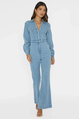 Emilio Long Sleeve Jumpsuit Denim Blue