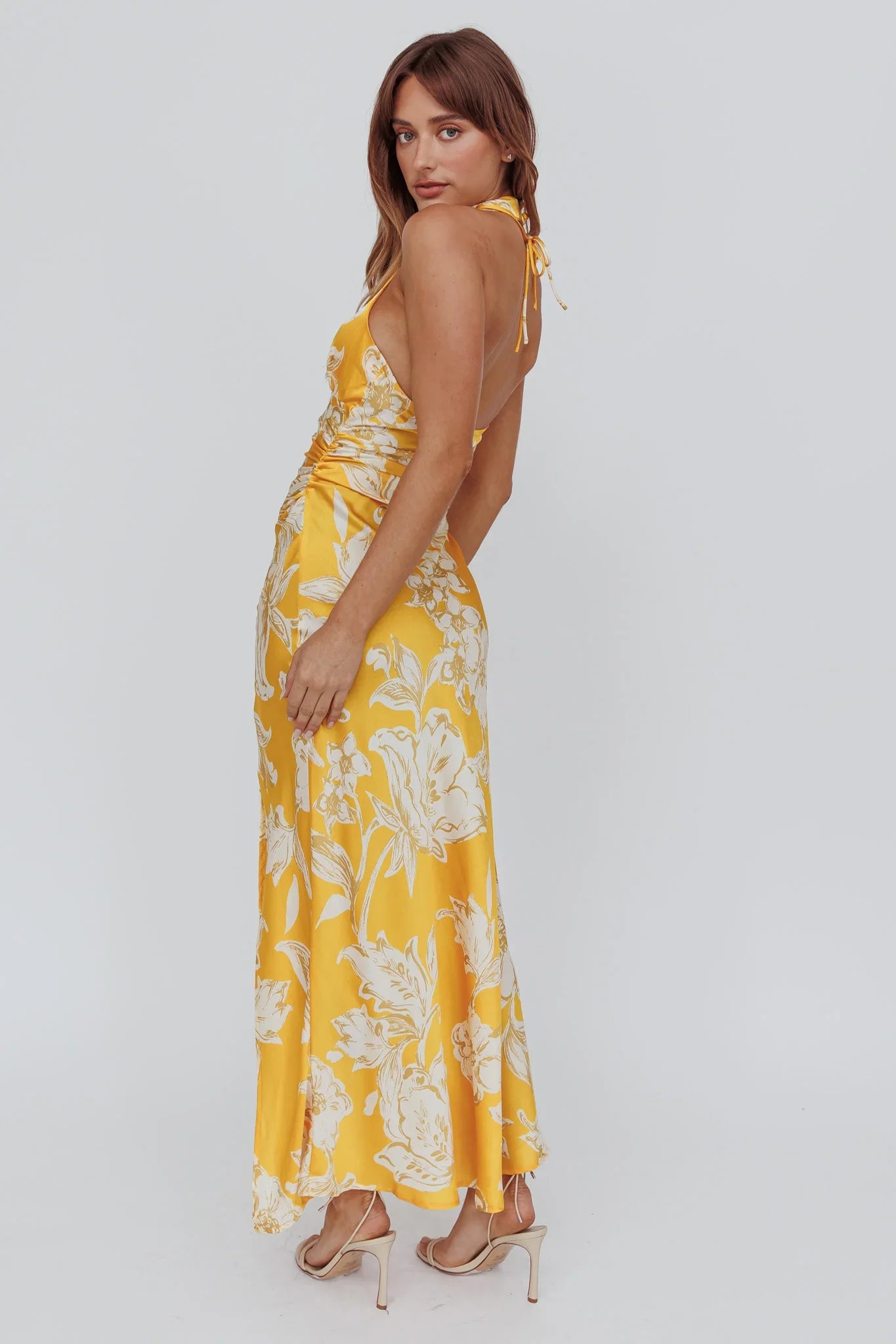 Brighter Days Halterneck Split Midi Dress Sun