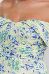 Lillianne Off-Shoulder Midi Dress Floral Blue