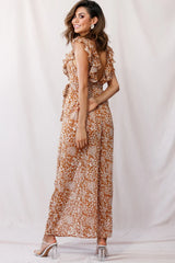 Marcia Ruffle Strap Wide Leg Jumpsuit Tan