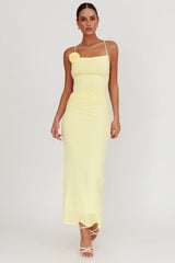 Ignite Rosette Backless Maxi Dress Lemon