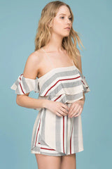Eileen Striped Romper Grey / Red