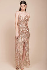 Miya Sequin Gala Dress Rose Gold