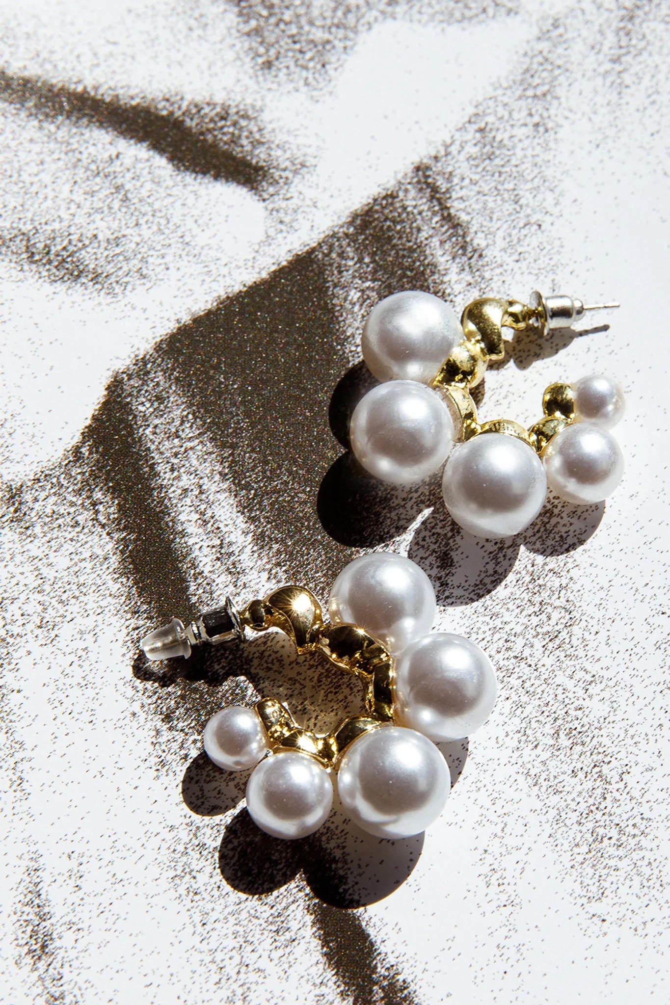 St Tropez Pearl Hoop Earrings Gold