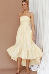 Sunday Mornings Ruched Bust Midi Dress Lemon