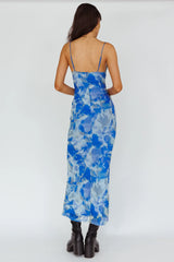 Teava Laced Waist Maxi Dress Print Floral Blue