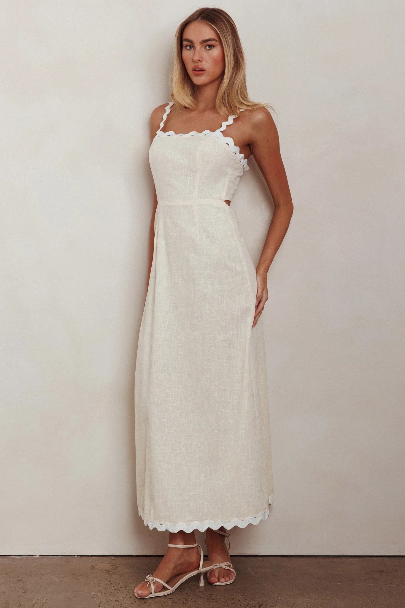 Montego Bay Ric Rac Strap Maxi Dress Oat