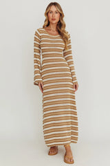 Meredith Long Sleeve Cut-Out Maxi Dress Chocolate