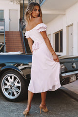 Linka Off-Shoulder Tie Back Midi Dress Light Lilac