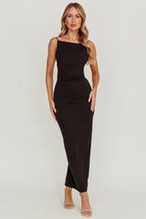 Yindi Backless Boat Neck Maxi Dress Black