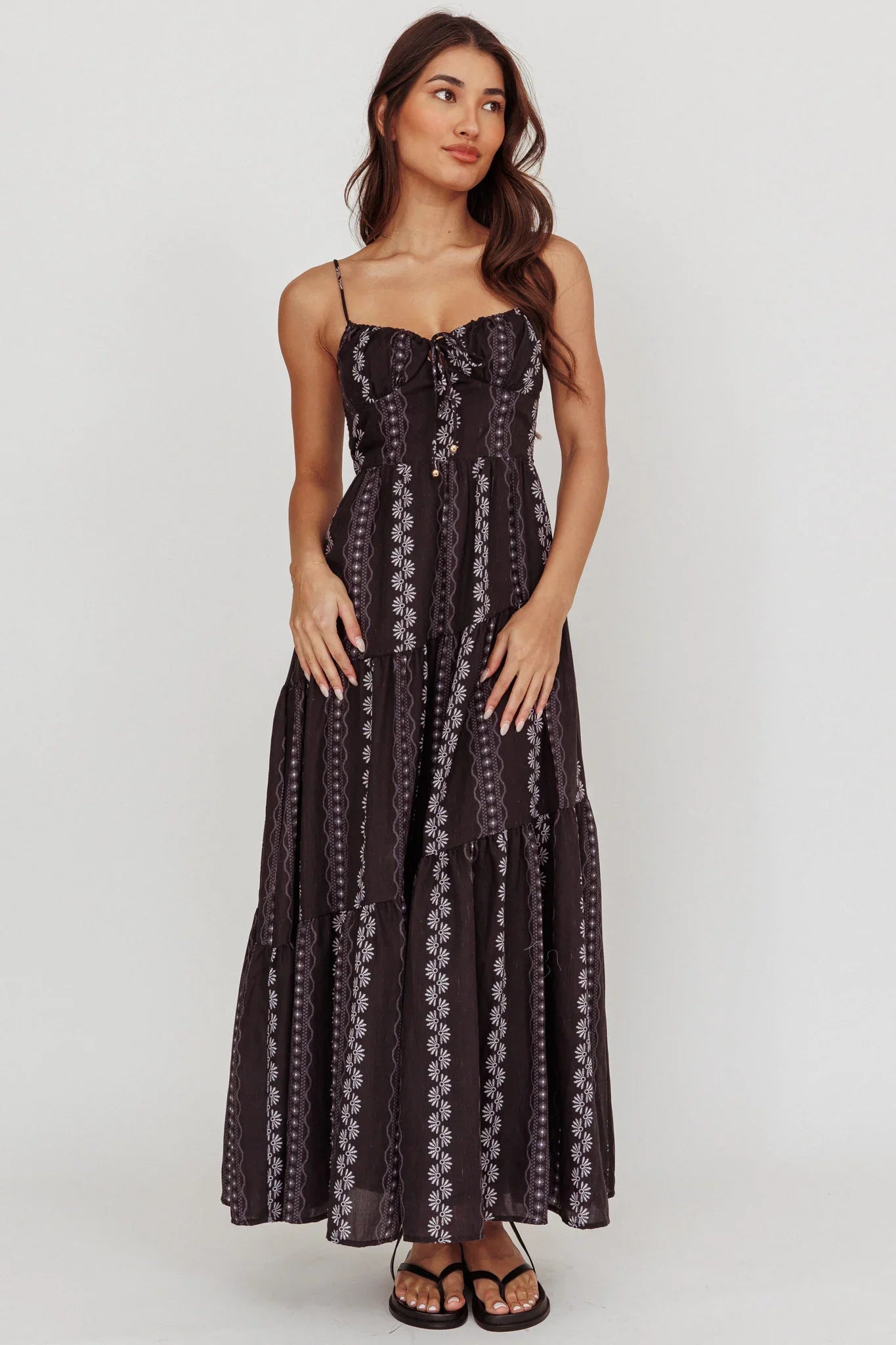 Doe Tied Bust Maxi Dress Black