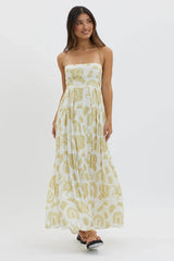 Moreton Halterneck Tied Back Dress Yellow