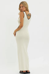 Karyssa Tied Bust Knit Maxi Dress Sand