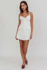 So Good Front Button Mini Dress White