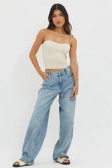 Flora Strapless Knit Top Cream
