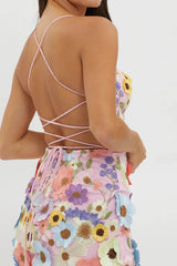 Butterfly Feelings Embellished Mini Dress Blue