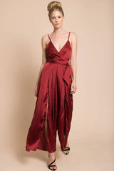 Ella Open Back Jumpsuit Burgundy