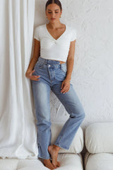 Chase Your Bliss Twist Crop Top White