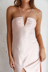 Venetia Diamante Strap Midi Dress Blush