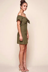Emilio Tie Dress Green Khaki