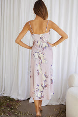 Suki Front Split Midi Dress Hydrangea Print Pink
