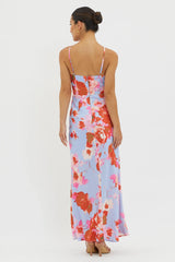 Carter Foldover Neckline Maxi Dress Blue Pink