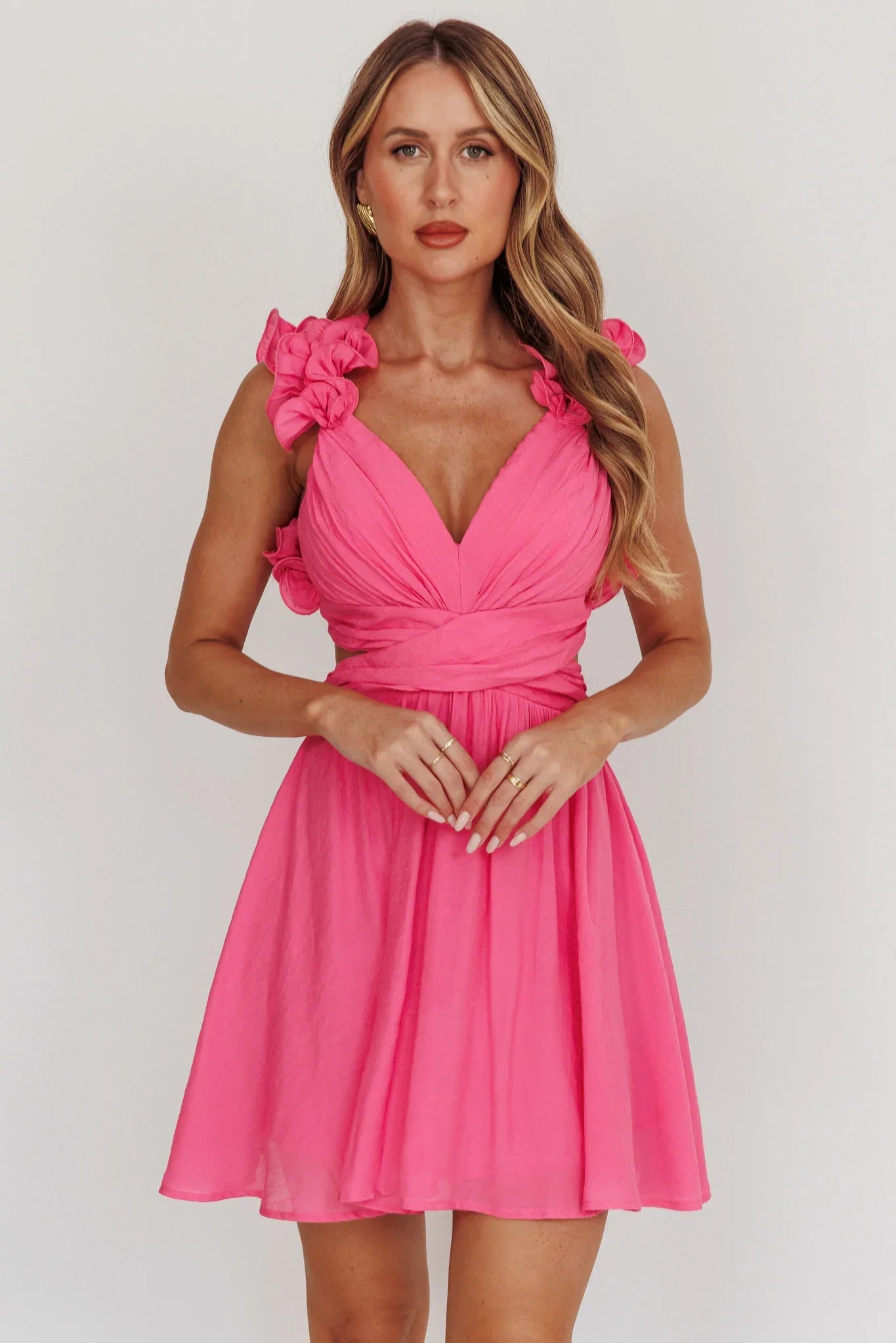 Madara Lace-Up Back Mini Dress Hot Pink