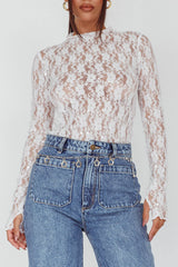 Angel Baby Long Sleeve Lace Top White