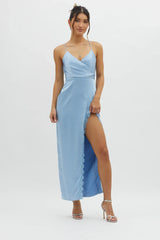 Winter Moon Lace Trim Midi Dress Blue