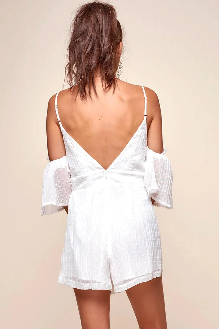 Souza Sheer Overlay Textured Romper White