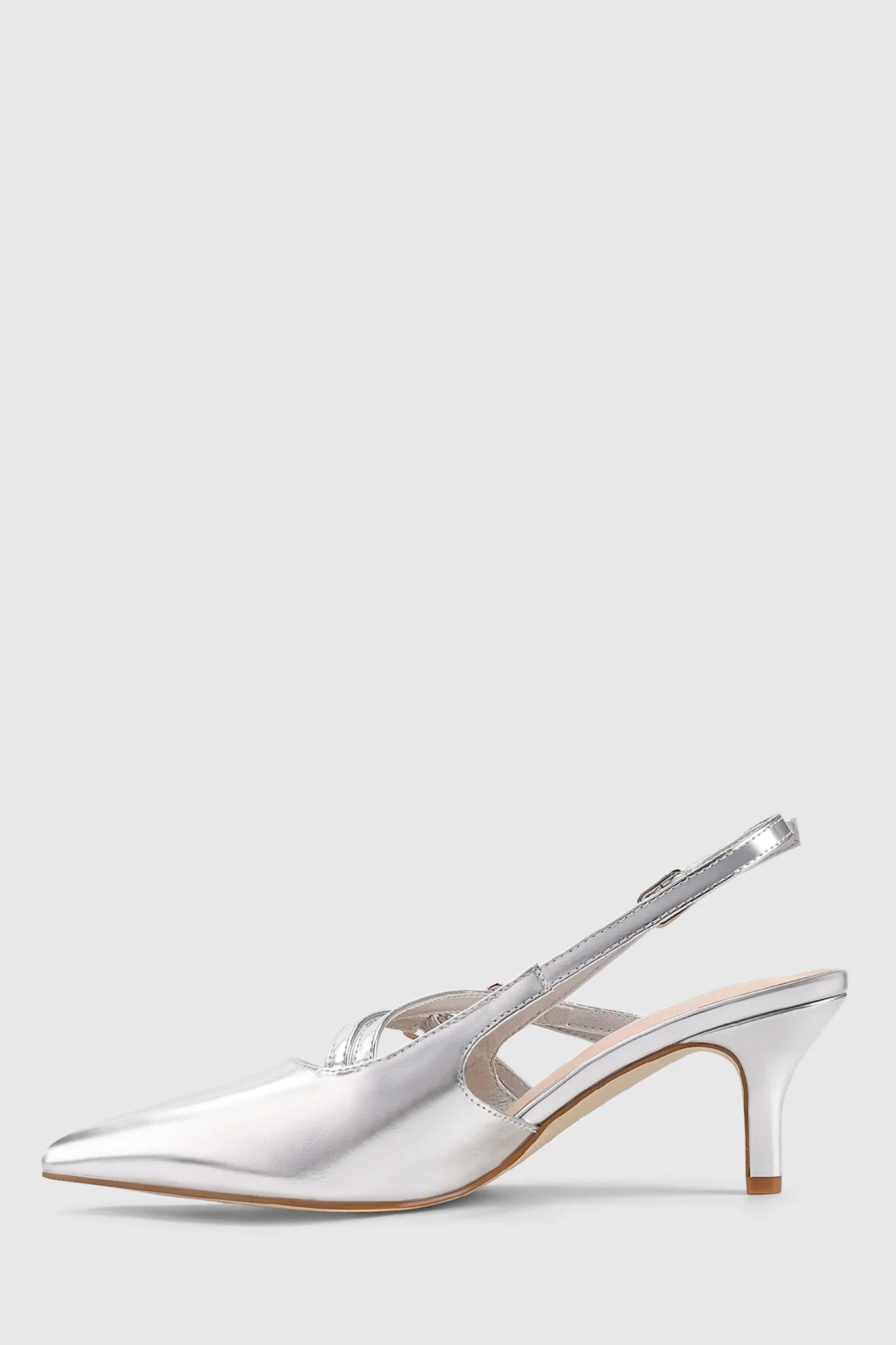 VERALi Zedd Point Toe Kitten Heels Silver Metallic